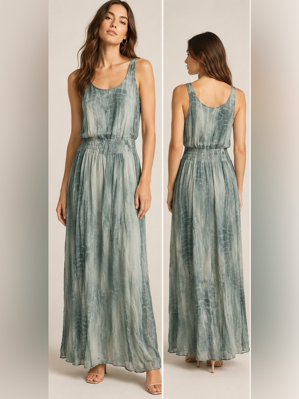 Romeo & Juliet Couture Sleeveless Maxi Dress in Sage Green Wash